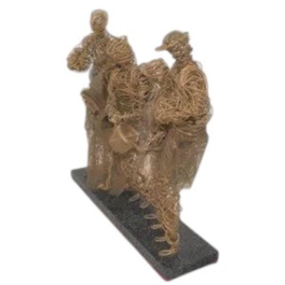 Vintage Sculpture Wire Mesh Sports Cooking Singing Figures Artist Signed - Picture 4 of 9